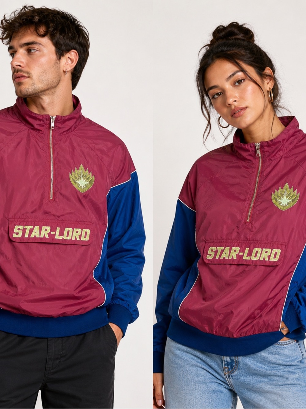 Star-Lord Maroon and Blue Pullover Windbreaker Jacket